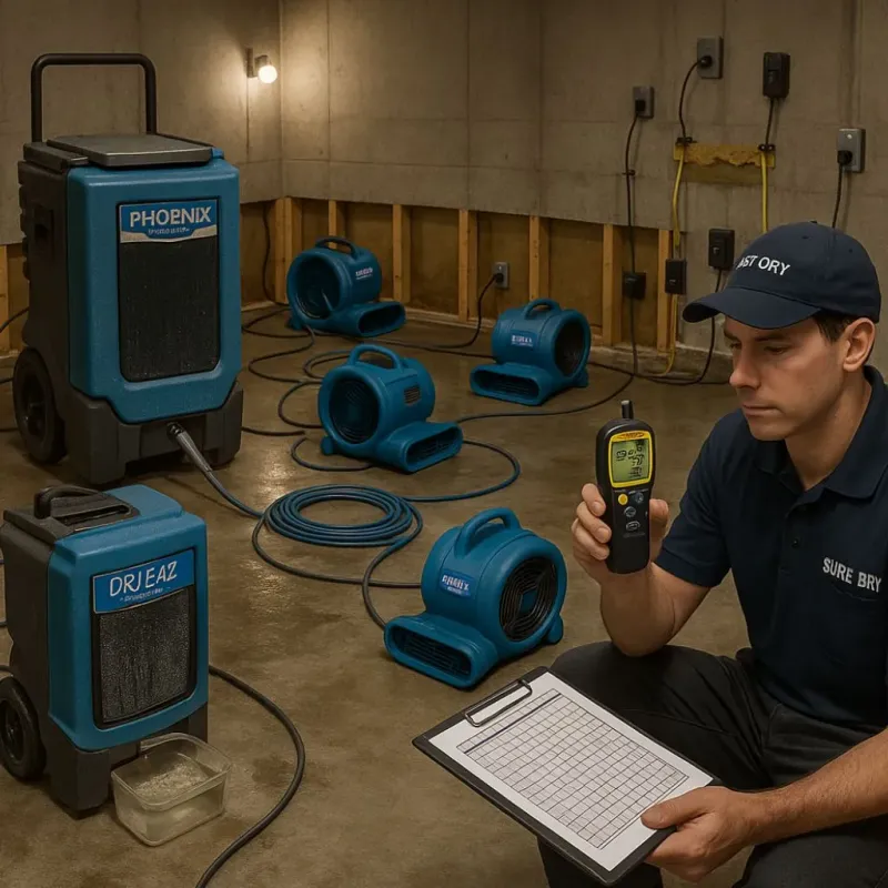 Structural Drying and Dehumidification process in Woodway, WA